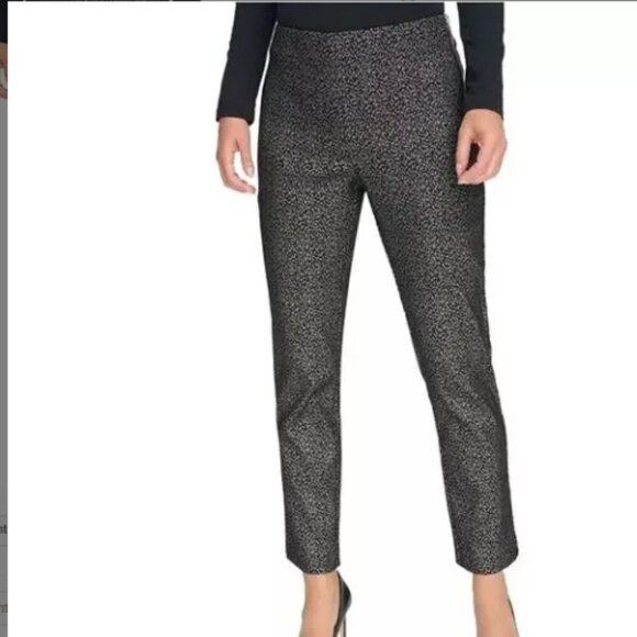 DKNY Women's Black/Silver Animal Printed Low Rise Skinny Ankle Pants Size 14 NWT - Picture 2 of 8